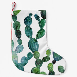 Meia De Natal Pequena Cactus Craze: Tendência da Aquarela Tropical