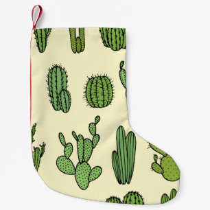 Meia De Natal Pequena Cactus Sketch: Elegância Floral Vintage.