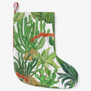Meia De Natal Pequena Cactus Watercolor: pintura de padrão sem costura