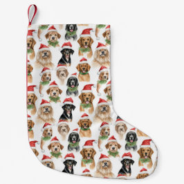 Meia De Natal Pequena Cães de Natal
