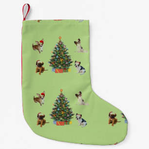 Meia De Natal Pequena Cães em chapéus do papai noel