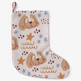 Meia De Natal Pequena Cães, estrelas, linhas, linhagens, sem costura: