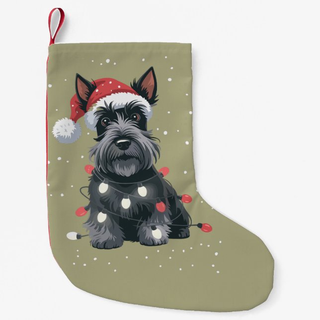 Meia De Natal Pequena Cães Scottie Scottish Terrier Christmas Dog Mãe (Frente)