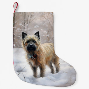 Meia De Natal Pequena Cairn Terrier Deixe Nevar Natal