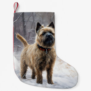 Meia De Natal Pequena Cairn Terrier Deixe Nevar Natal