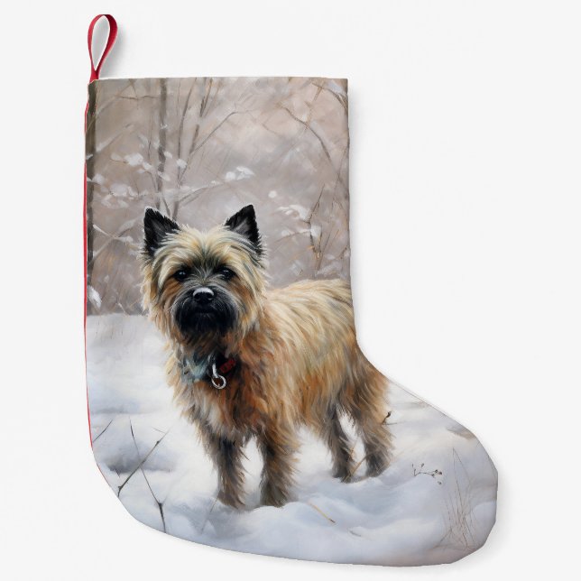 Meia De Natal Pequena Cairn Terrier Deixe-o nevar no Natal (Frente)