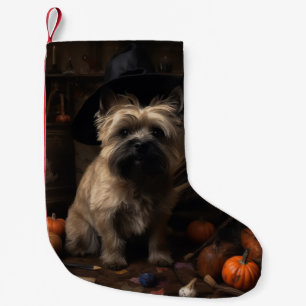 Meia De Natal Pequena Cairn Terrier Pumpkins Halloween Scary