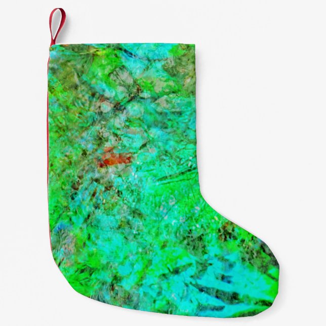 Meia De Natal Pequena Calming green abstract christmas stocking,Smooth (Frente)