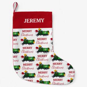 Meia De Natal Pequena Caminhão de lixo do Reciclagem de Natal Personaliz