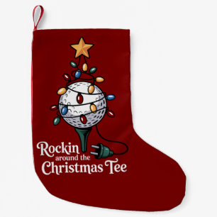Meia De Natal Pequena Camiseta Divertida de Natal Rockin Around The Chri