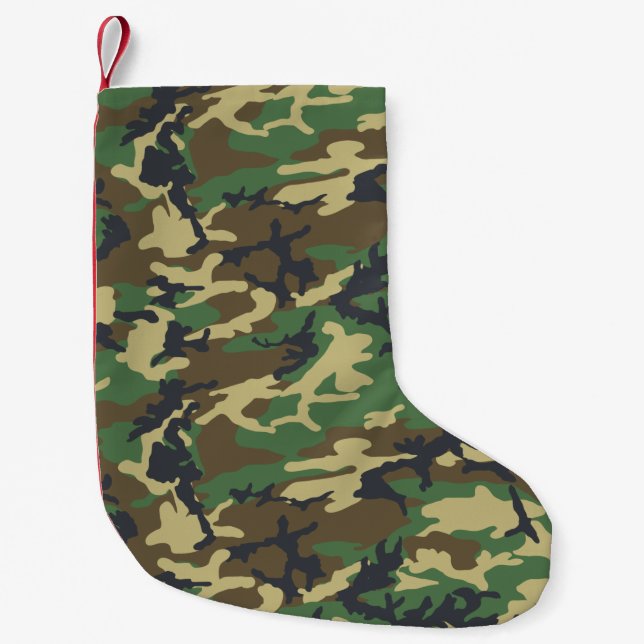 Meia De Natal Pequena Camoflauge Woodlands ao ar livre (Frente)