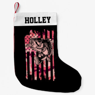 Meia De Natal Pequena Campanha de Pesca Personalizada Bandeira dos EUA