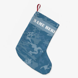 Meia De Natal Pequena Camuflagem Azul, Camuflagem de Natal Personalizada