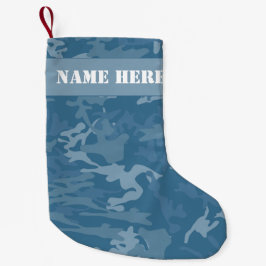Meia De Natal Pequena Camuflagem Azul, Camuflagem de Natal Personalizada