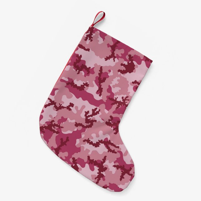 Meia De Natal Pequena Camuflagem rosa (Frente (Pendurada))