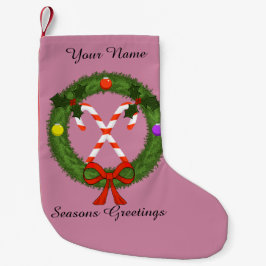 Meia De Natal Pequena Candy Cane Christmas Stocking (Personalizável)
