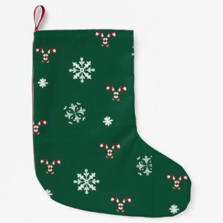 Meia De Natal Pequena Candy Canes and Snowflakes Stocking