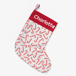 Meia De Natal Pequena Candy Canes Design