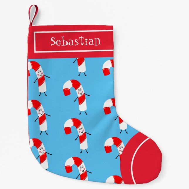 Meia De Natal Pequena Cané de Doces de Natal Personalizado (Frente)