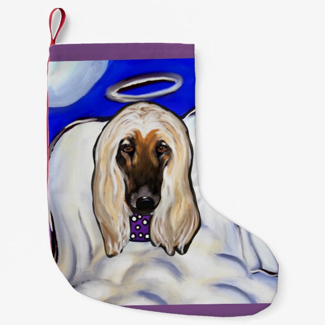 Meia De Natal Pequena Cão Afegão (Frente)