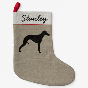 Meia De Natal Pequena Cão de estimação da silhueta de Whippet