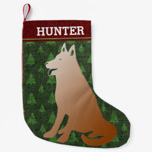 Meia De Natal Pequena Cão de Natal Russo German shepherd