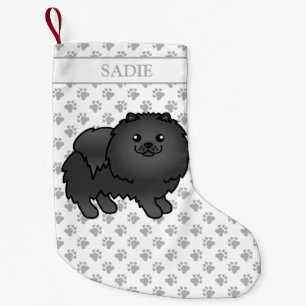 Meia De Natal Pequena Cão e nome do desenho animado branco da Pomerânia 