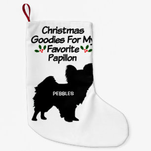 Meia De Natal Pequena Cão Papillon Favorito de Natal