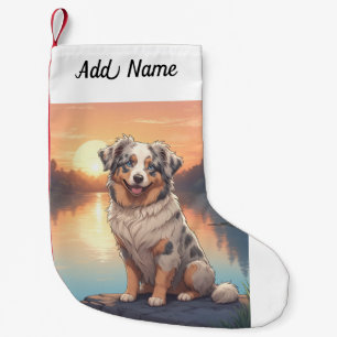 Meia De Natal Pequena Cão Pastor Australiano