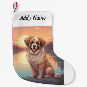 Meia De Natal Pequena Cão São Bernardo