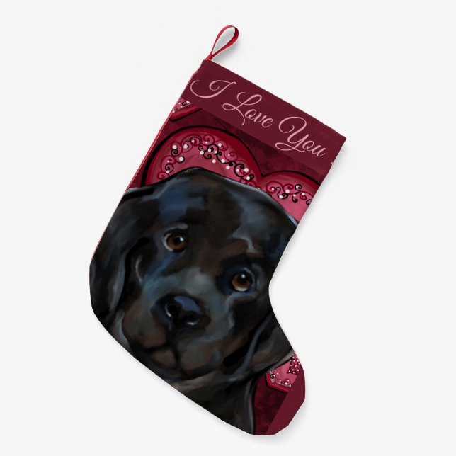 Meia De Natal Pequena Cão Terra Nova   (Frente (Pendurada))