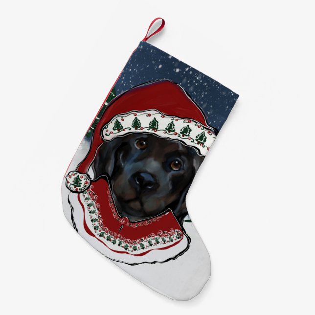 Meia De Natal Pequena Cão Terra Nova   (Frente (Pendurada))