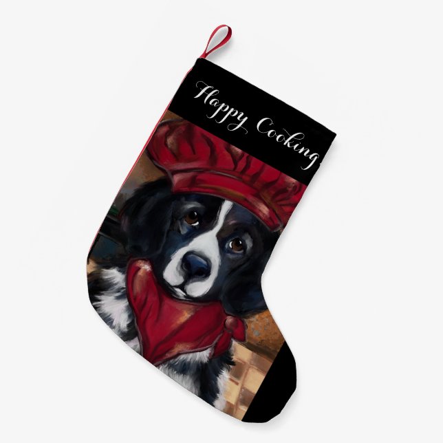 Meia De Natal Pequena Cão Terra Nova        (Frente (Pendurada))