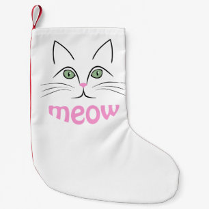 Meia De Natal Pequena Cara de gato