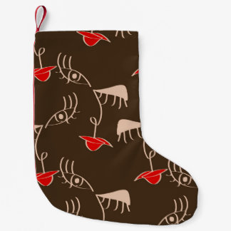 Meia De Natal Pequena Cara de mulher de uma linha: padrão de abstrato.