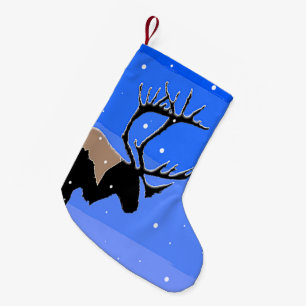 Meia De Natal Pequena Caribe no inverno - Arte original da vida selvagem