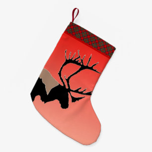 Meia De Natal Pequena Caribou no Sunset - Arte Original da Vida Selvagem