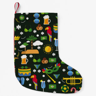 Meia De Natal Pequena Carnaval brasileiro, textura plana vintage.