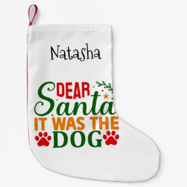 Meia De Natal Pequena Caros Papais noeis, Era O Cachorro Com Impressões