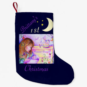 Meia De Natal Pequena Carousel Dreams Midnight Blue Christmas Stocks