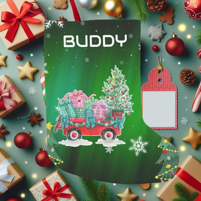 Meia De Natal Pequena Carrinho das Árvores de Natal Verde (Criador carregado)