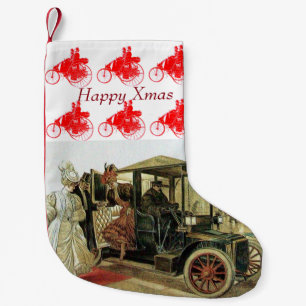 Meia De Natal Pequena CARROS CLÁSSICOS, ANTIGOS, SENHORAS ELEGANTES Feli