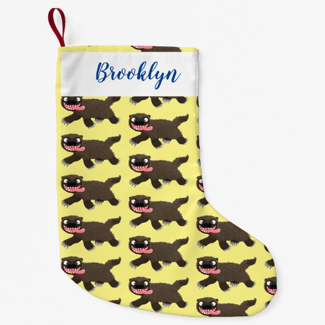 Meia De Natal Pequena Cartografia de lobo faminta e engraçada (Frente)