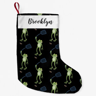 Meia De Natal Pequena Cartoon de mosca verde-sapo engraçado