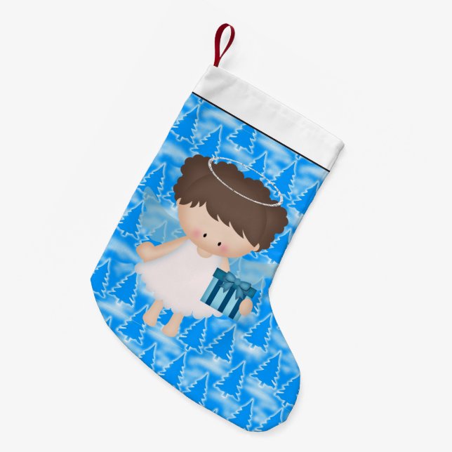 Meia De Natal Pequena Cartoon de Natal Holiday Angel (Frente (Pendurada))