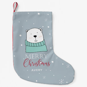 Meia De Natal Pequena Cartoon de Natal - Urso Personalizado