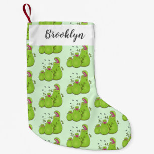 Meia De Natal Pequena Cartoon de plantas carnívoras verdes e engraçadas