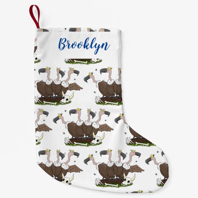 Meia De Natal Pequena Cartoon humorístico para abutres engraçados (Frente)