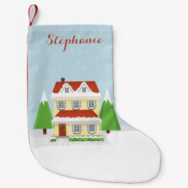 Meia De Natal Pequena Casa Aberta de Natal