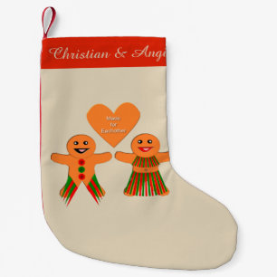 Meia De Natal Pequena Casal de pão de Natal bonito personalizado